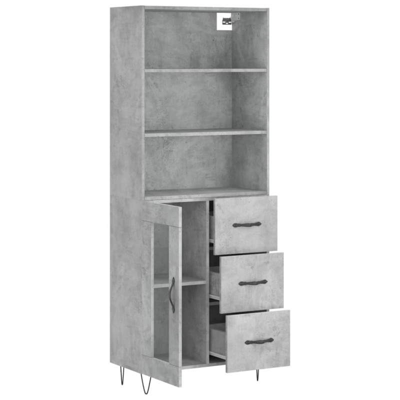 Witrynka, szarość betonu 69,5x34x180 cm materiał drewnopochodny