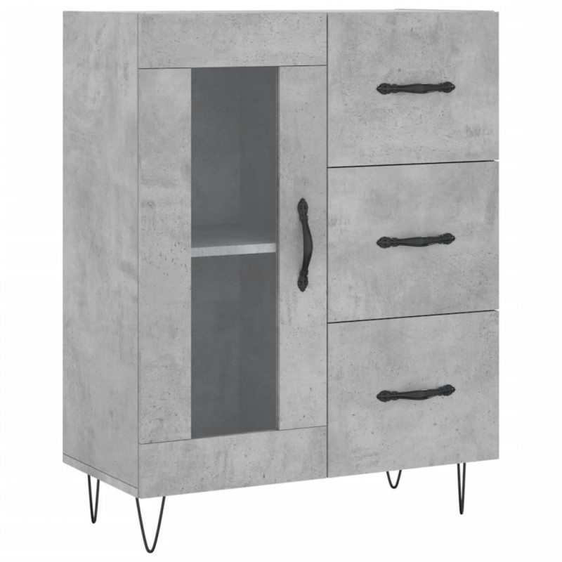 Witrynka, szarość betonu 69,5x34x180 cm materiał drewnopochodny
