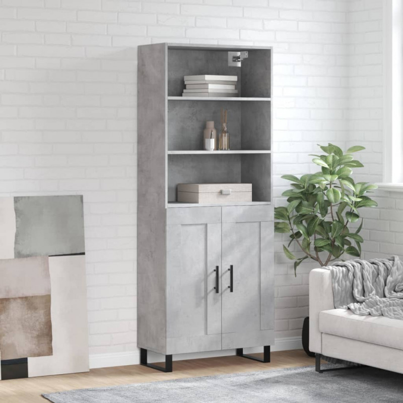 Witrynka, szarość betonu 69,5x34x180 cm materiał drewnopochodny