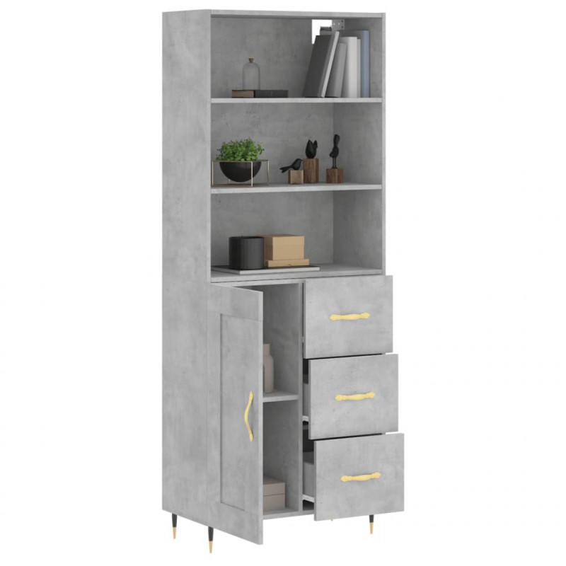Witrynka, szarość betonu 69,5x34x180 cm materiał drewnopochodny