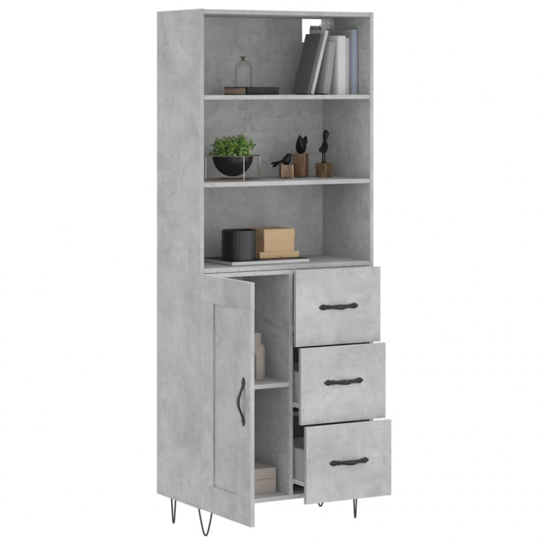 Witrynka, szarość betonu 69,5x34x180 cm materiał drewnopochodny