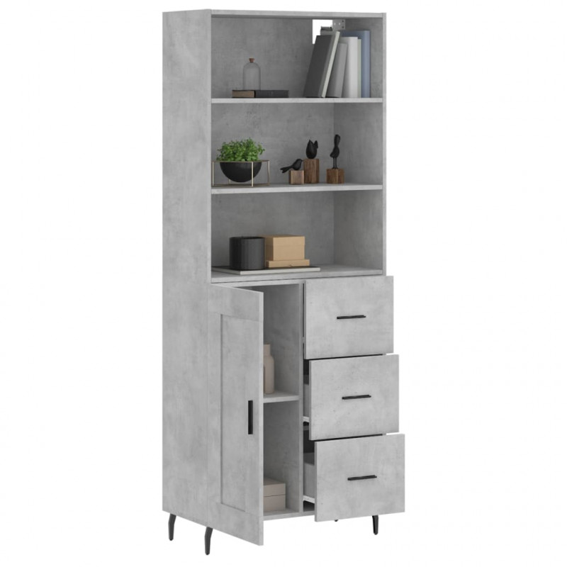 Witrynka, szarość betonu 69,5x34x180 cm materiał drewnopochodny