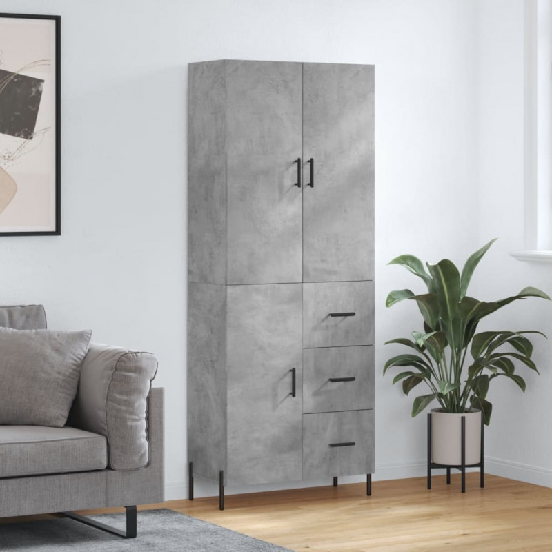 Witrynka, szarość betonu 69,5x34x180 cm materiał drewnopochodny