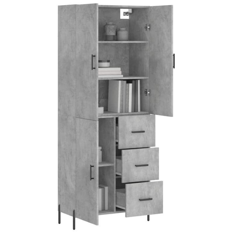 Witrynka, szarość betonu 69,5x34x180 cm materiał drewnopochodny