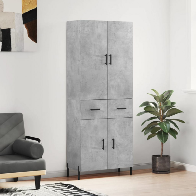 Witrynka, szarość betonu 69,5x34x180 cm materiał drewnopochodny