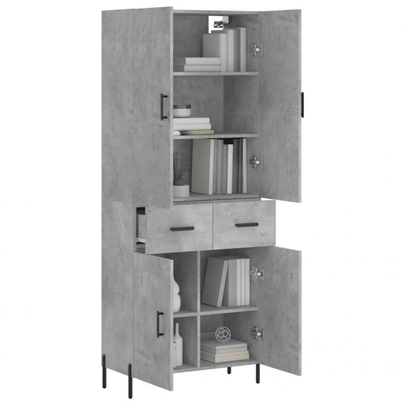 Witrynka, szarość betonu 69,5x34x180 cm materiał drewnopochodny