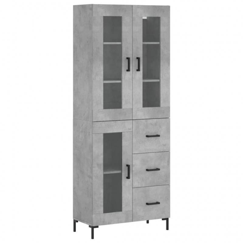 Witrynka, szarość betonu 69,5x34x180 cm materiał drewnopochodny