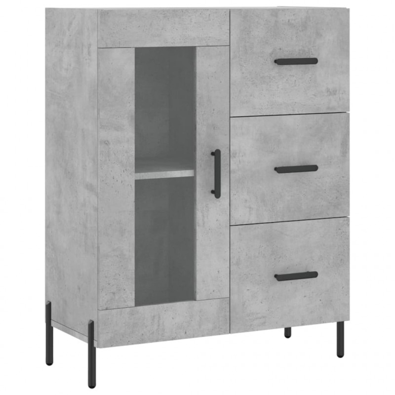 Witrynka, szarość betonu 69,5x34x180 cm materiał drewnopochodny
