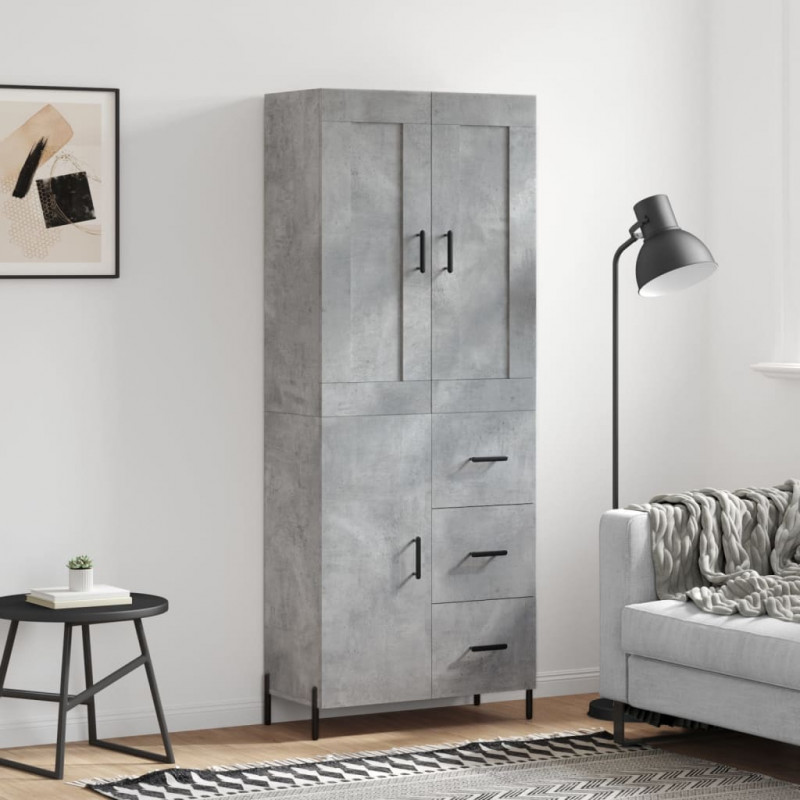 Witrynka, szarość betonu 69,5x34x180 cm materiał drewnopochodny