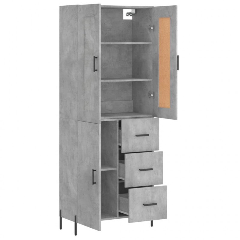 Witrynka, szarość betonu 69,5x34x180 cm materiał drewnopochodny