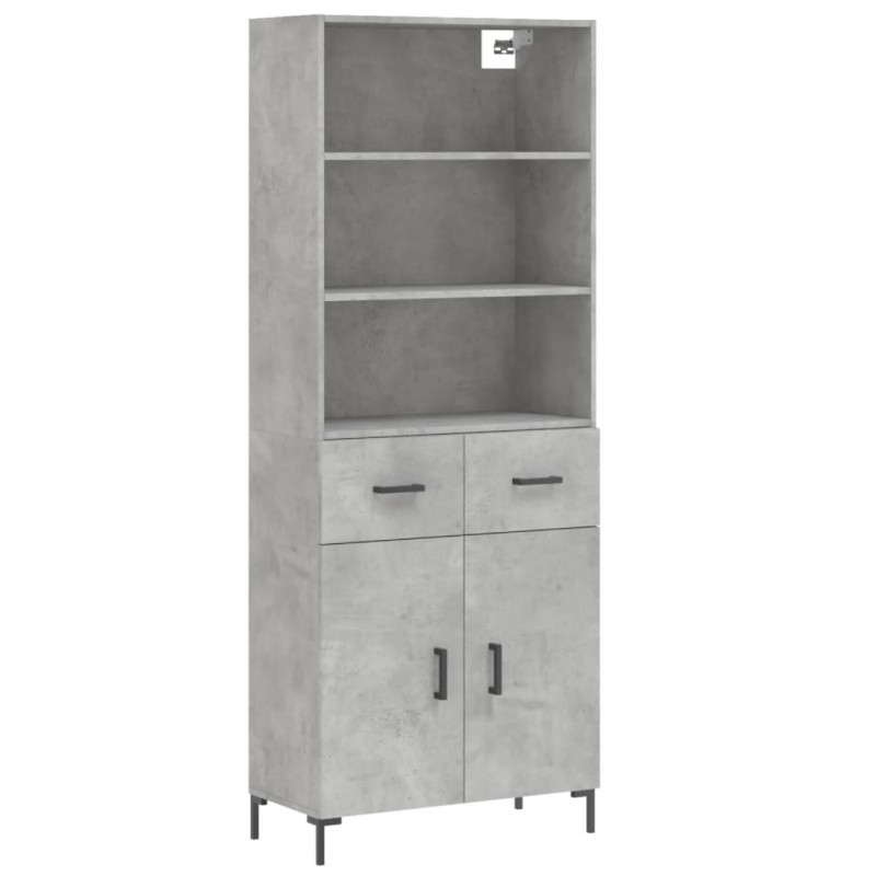 Witrynka, szarość betonu 69,5x34x180 cm materiał drewnopochodny