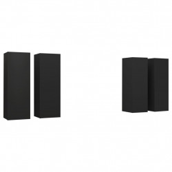 Szafki TV 4 szt., czarne 30,5x30x90 cm, materiał drewnopochodny