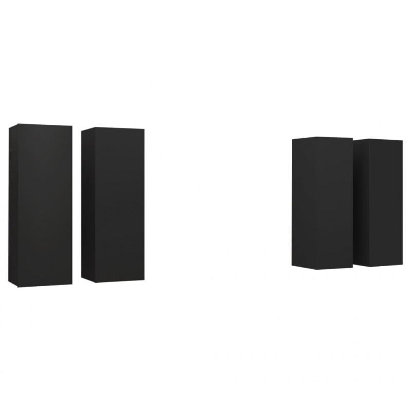 Szafki TV 4 szt., czarne 30,5x30x90 cm, materiał drewnopochodny