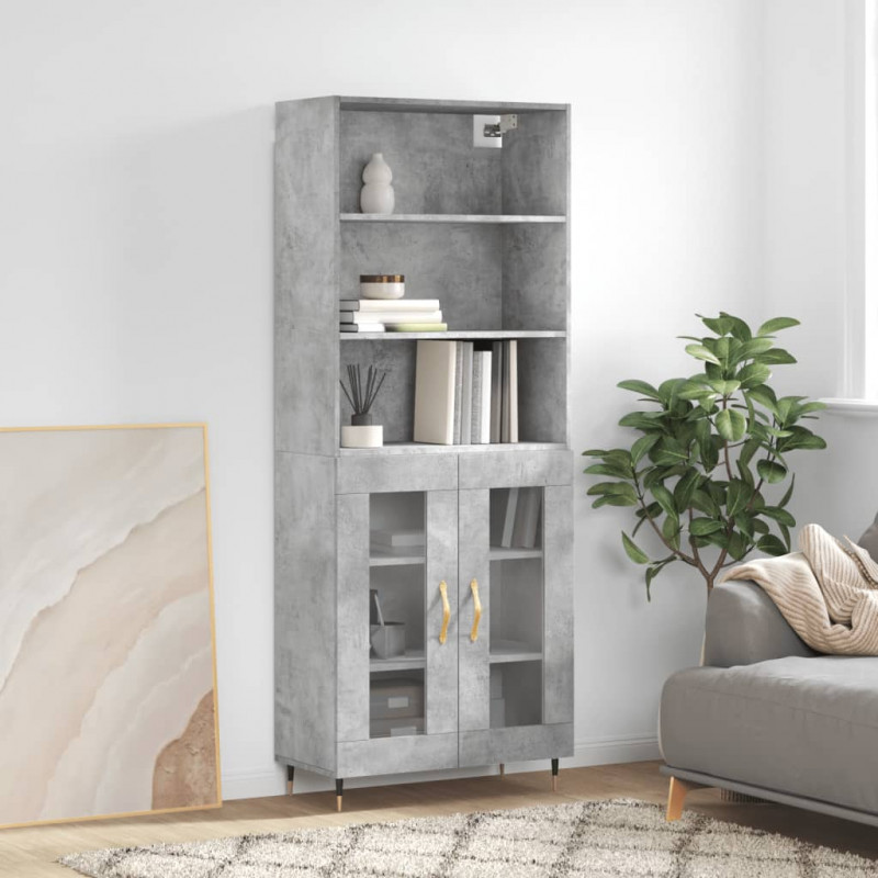 Witrynka, szarość betonu 69,5x34x180 cm materiał drewnopochodny