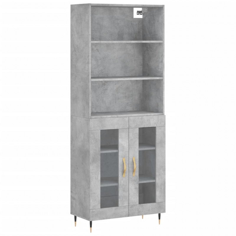 Witrynka, szarość betonu 69,5x34x180 cm materiał drewnopochodny