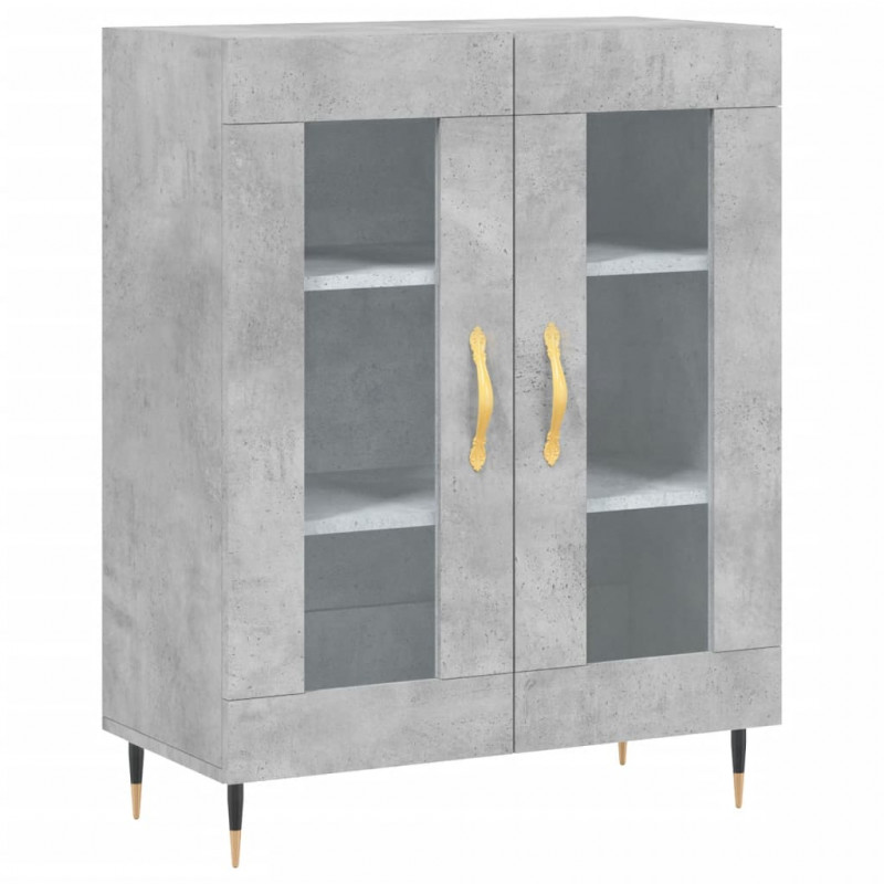 Witrynka, szarość betonu 69,5x34x180 cm materiał drewnopochodny