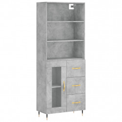Witrynka, szarość betonu 69,5x34x180 cm materiał drewnopochodny