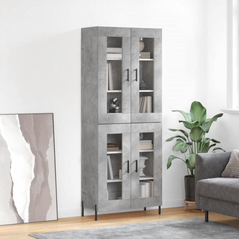 Witrynka, szarość betonu 69,5x34x180 cm materiał drewnopochodny