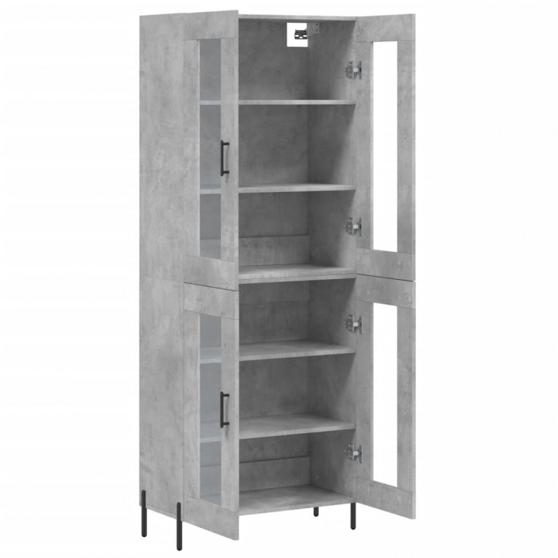 Witrynka, szarość betonu 69,5x34x180 cm materiał drewnopochodny
