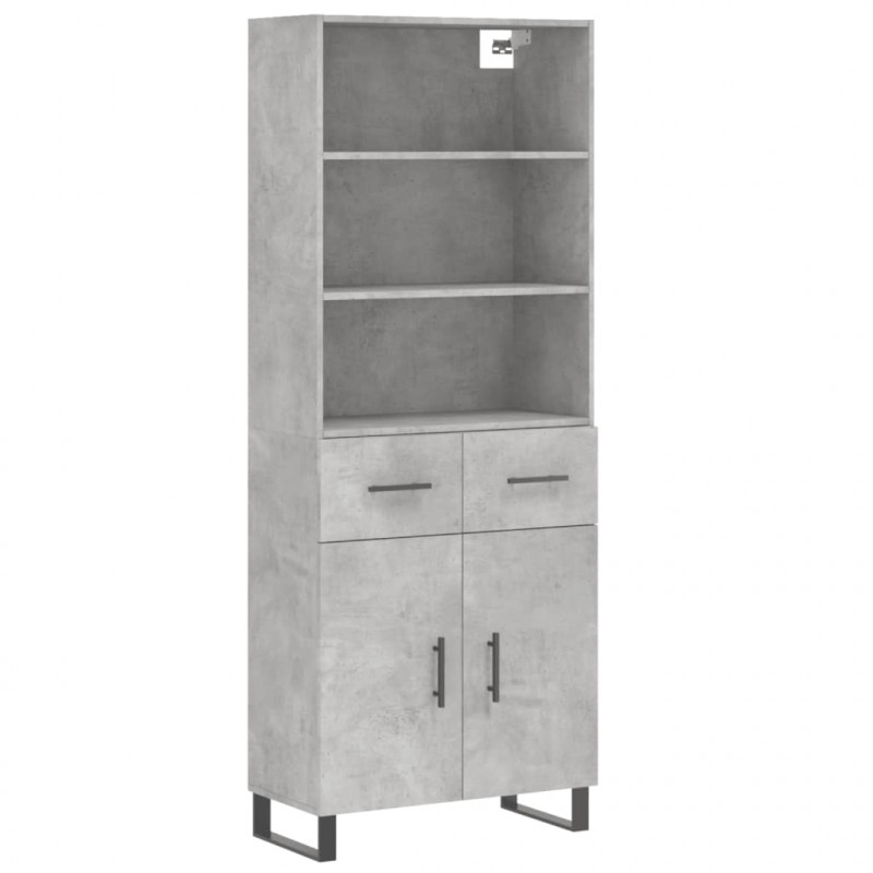 Witrynka, szarość betonu 69,5x34x180 cm materiał drewnopochodny