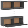 Szafki pod TV, 2 szt., szare, lite drewno sosnowe