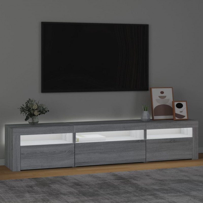 Szafka pod TV z oświetleniem LED, szary dąb sonoma,195x35x40 cm