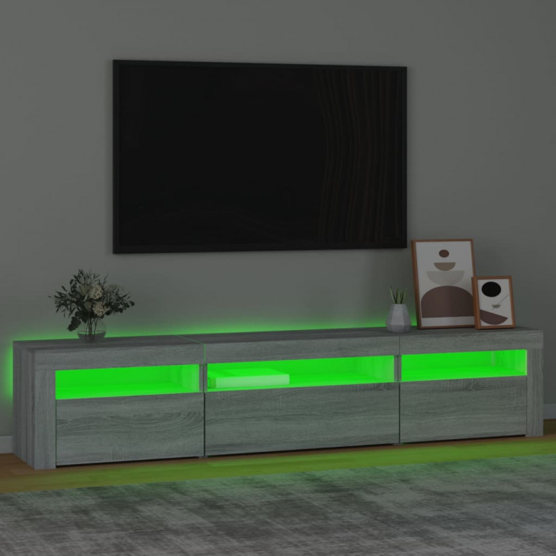 Szafka pod TV z oświetleniem LED, szary dąb sonoma,195x35x40 cm