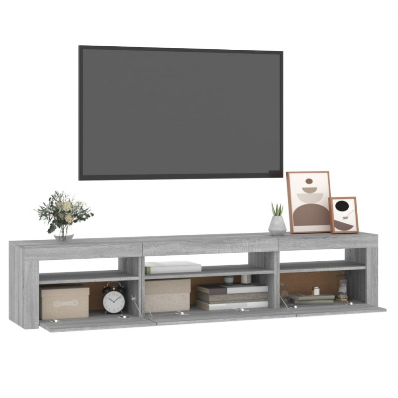 Szafka pod TV z oświetleniem LED, szary dąb sonoma,195x35x40 cm