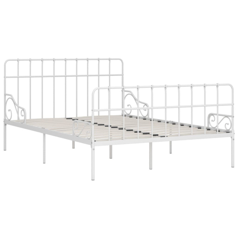 Rama łóżka ze stelażem z listw, biała, metalowa, 120 x 200 cm