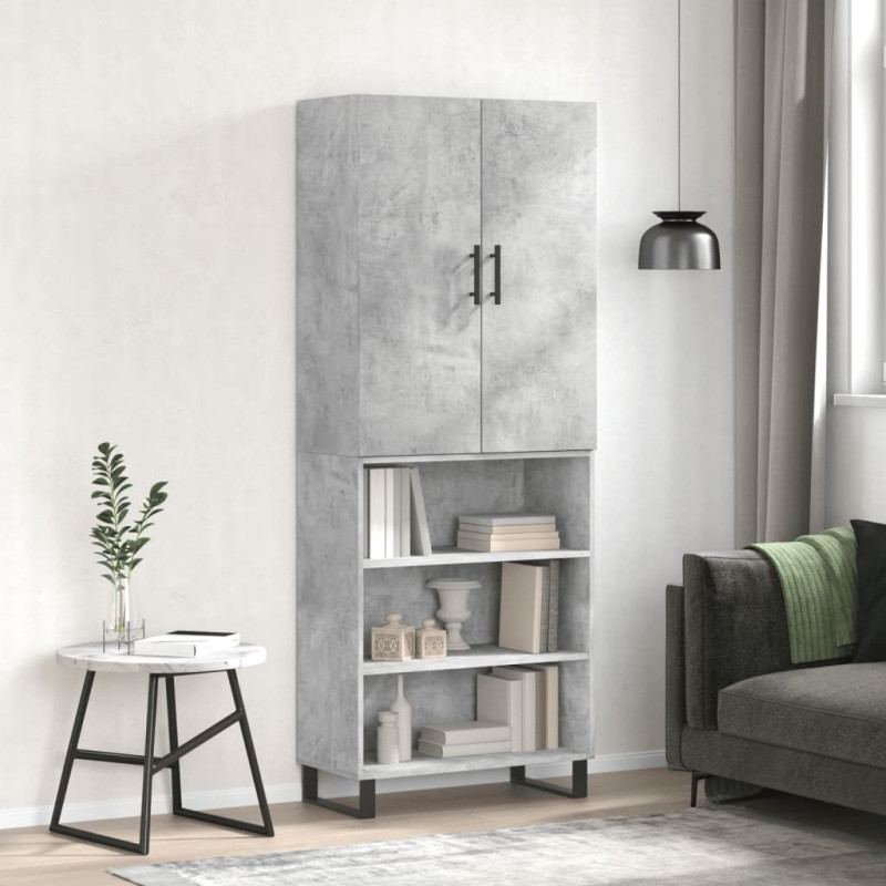 Witrynka, szarość betonu 69,5x34x180 cm materiał drewnopochodny