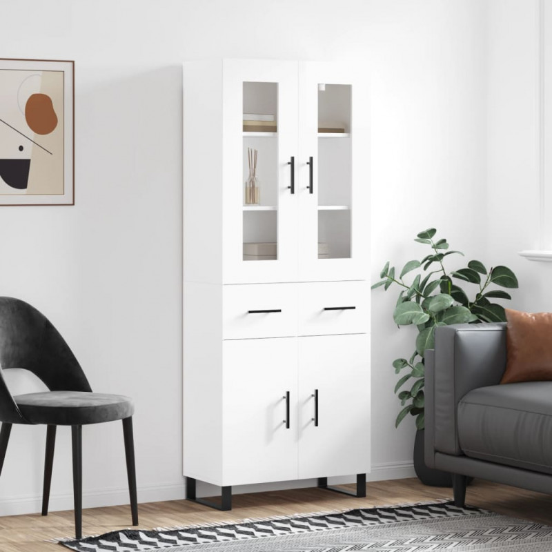 Witrynka biała połysk 69,5x34x180 cm materiał drewnopochodny