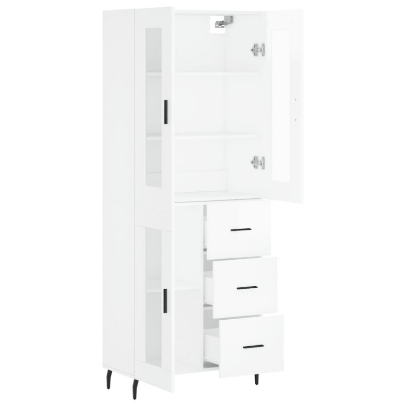 Witrynka biała połysk 69,5x34x180 cm materiał drewnopochodny