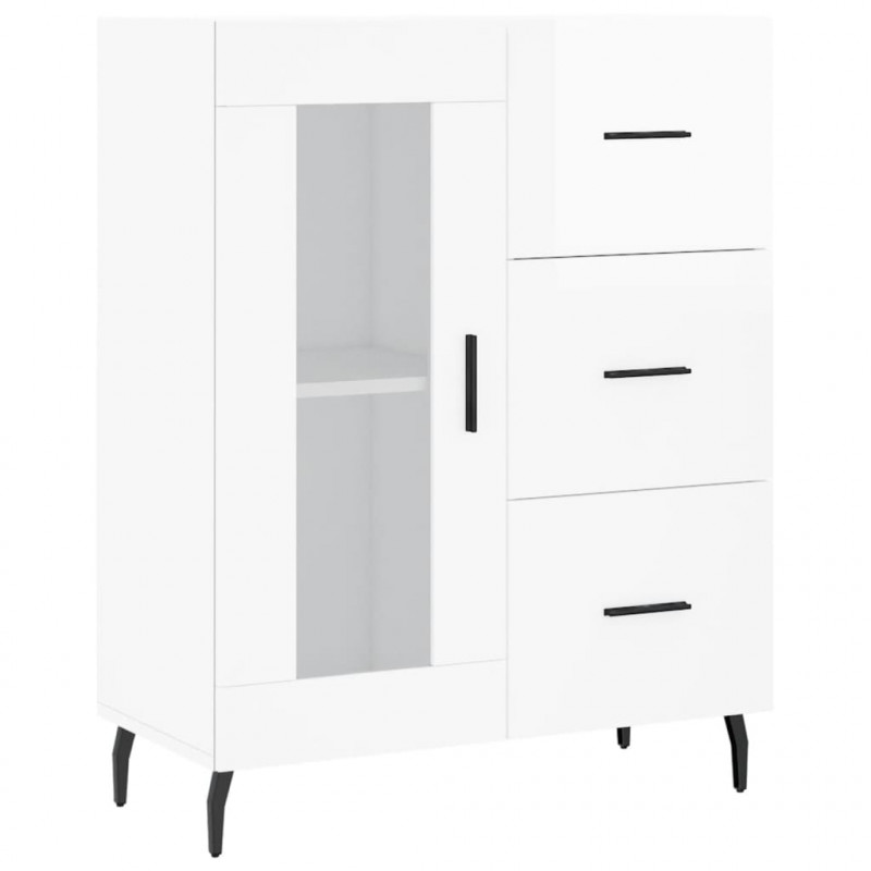 Witrynka biała połysk 69,5x34x180 cm materiał drewnopochodny
