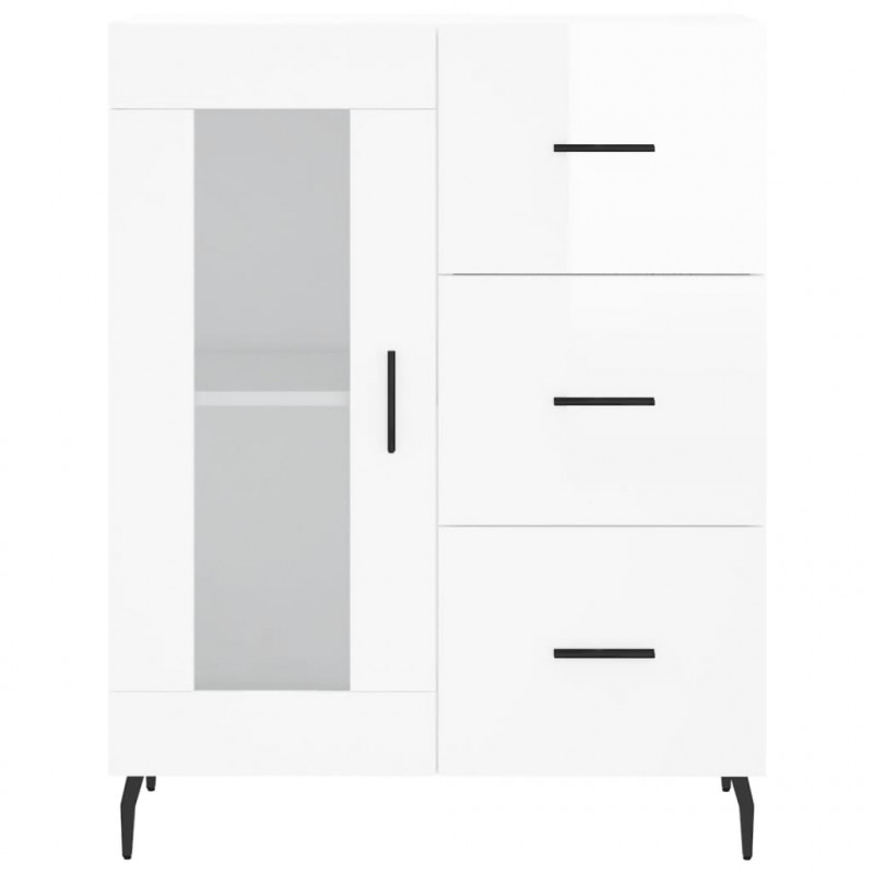 Witrynka biała połysk 69,5x34x180 cm materiał drewnopochodny