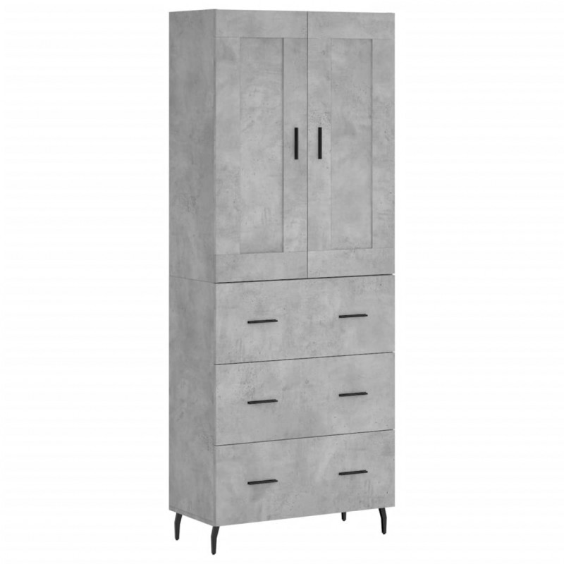 Witrynka, szarość betonu 69,5x34x180 cm materiał drewnopochodny