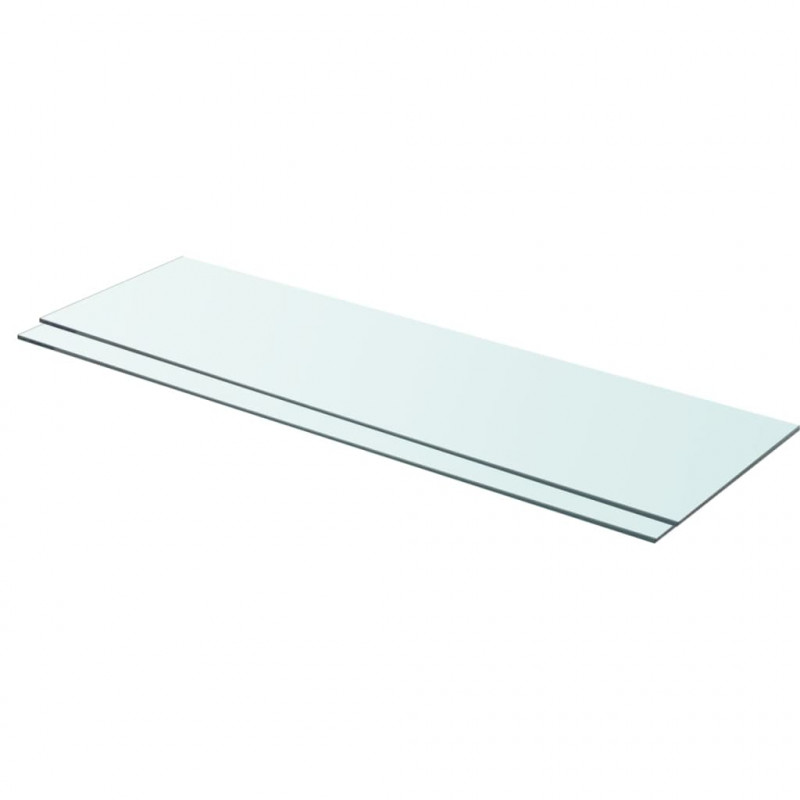 Półki, 2 szt., panel z przezroczystego szkła, 90 x 25 cm