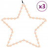 Gwiazdy świąteczne, 48 ciepłych białych LED, 3 szt., 56 cm