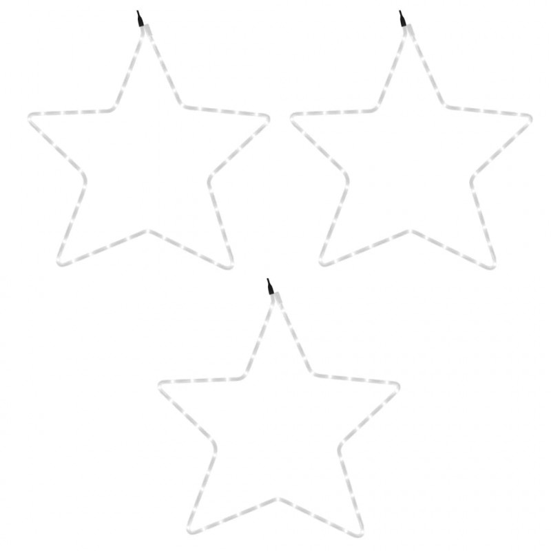 Gwiazdy świąteczne, 48 ciepłych białych LED, 3 szt., 56 cm