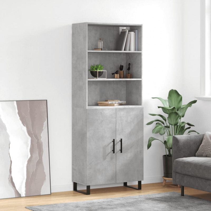 Witrynka, szarość betonu 69,5x34x180 cm materiał drewnopochodny