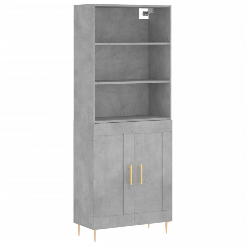 Witrynka, szarość betonu 69,5x34x180 cm materiał drewnopochodny