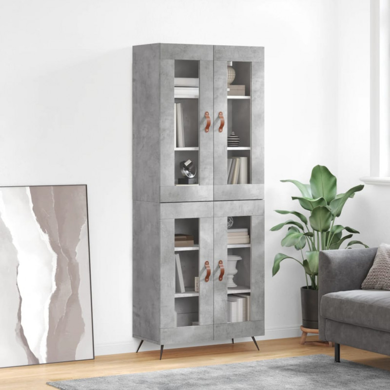Witrynka, szarość betonu 69,5x34x180 cm materiał drewnopochodny