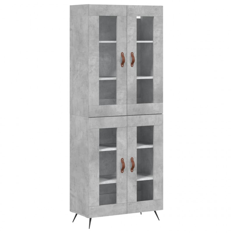 Witrynka, szarość betonu 69,5x34x180 cm materiał drewnopochodny