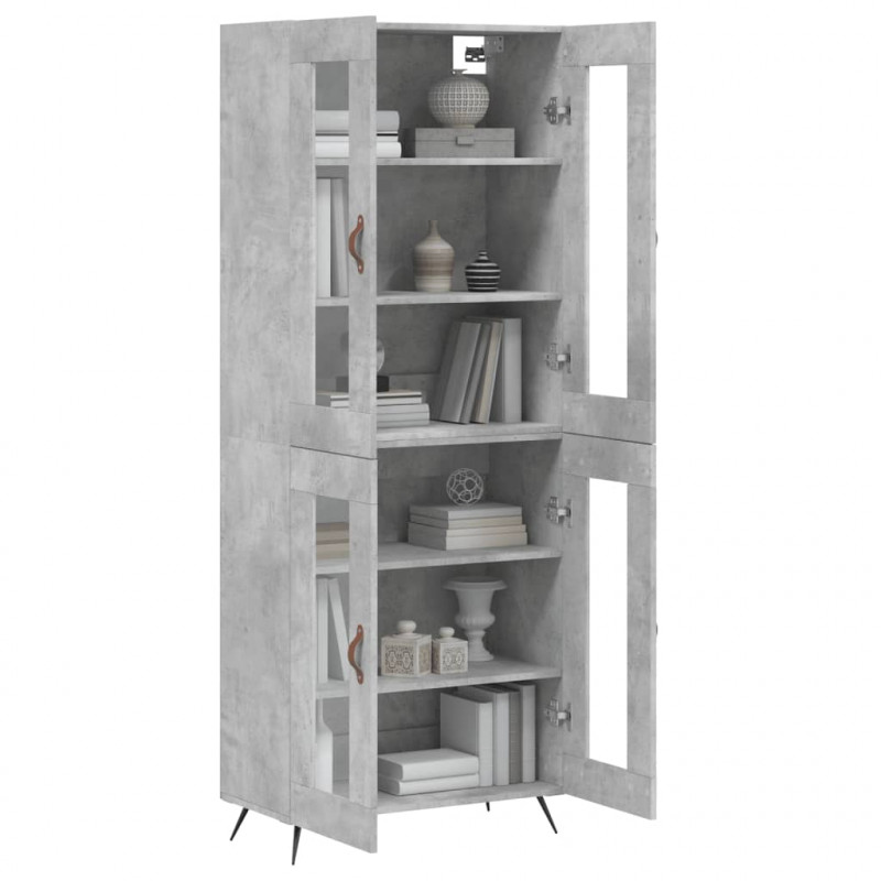 Witrynka, szarość betonu 69,5x34x180 cm materiał drewnopochodny