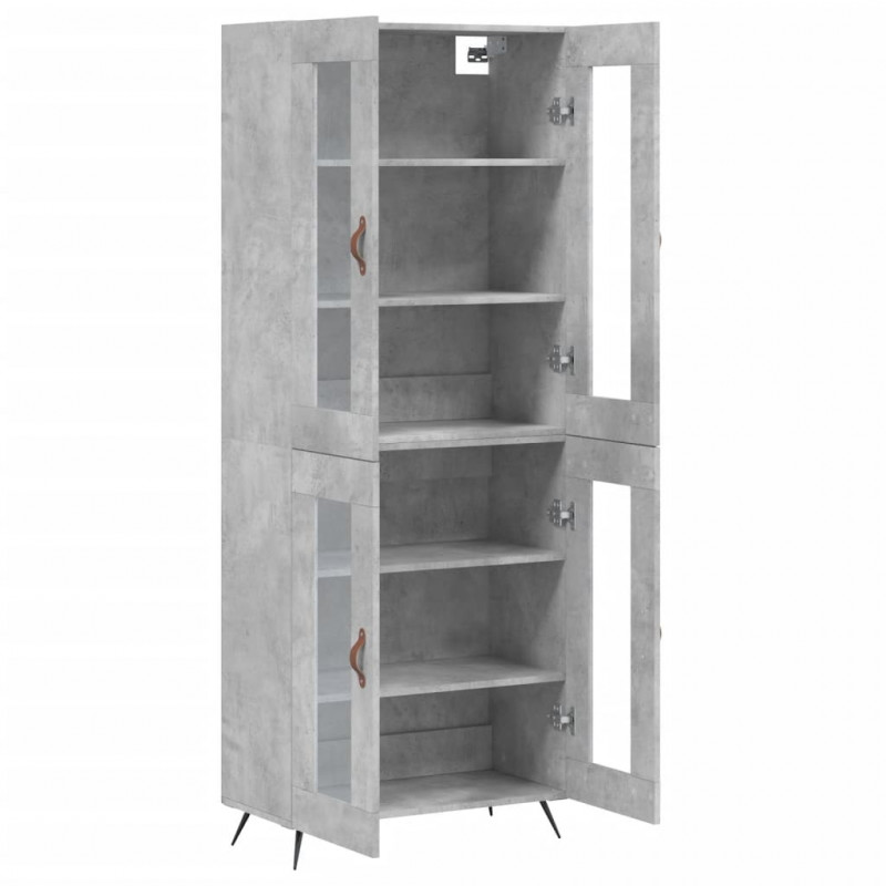Witrynka, szarość betonu 69,5x34x180 cm materiał drewnopochodny