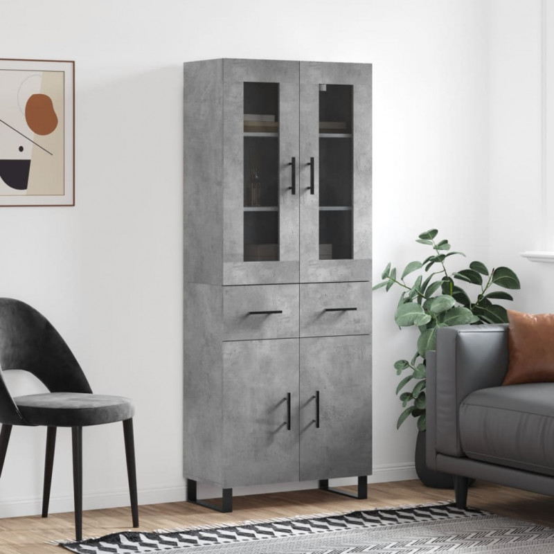 Witrynka, szarość betonu 69,5x34x180 cm materiał drewnopochodny