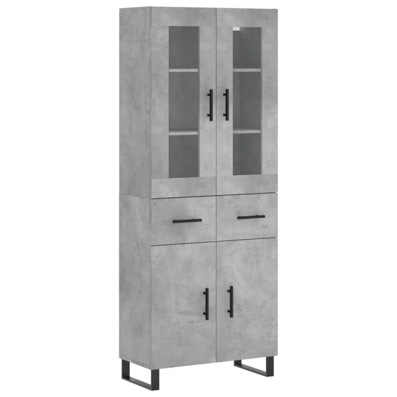 Witrynka, szarość betonu 69,5x34x180 cm materiał drewnopochodny