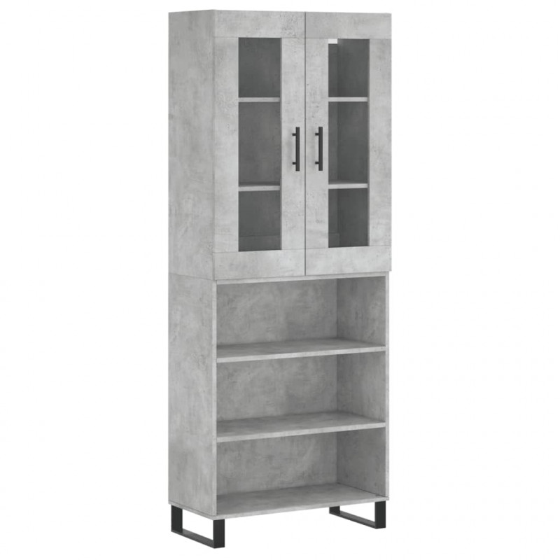 Witrynka, szarość betonu 69,5x34x180 cm materiał drewnopochodny
