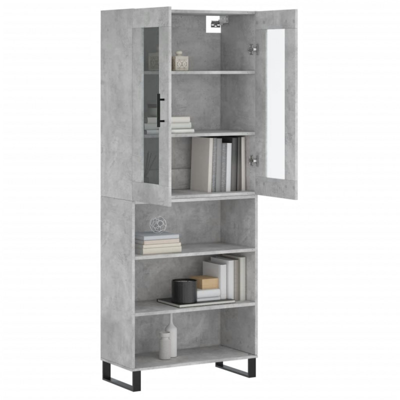 Witrynka, szarość betonu 69,5x34x180 cm materiał drewnopochodny