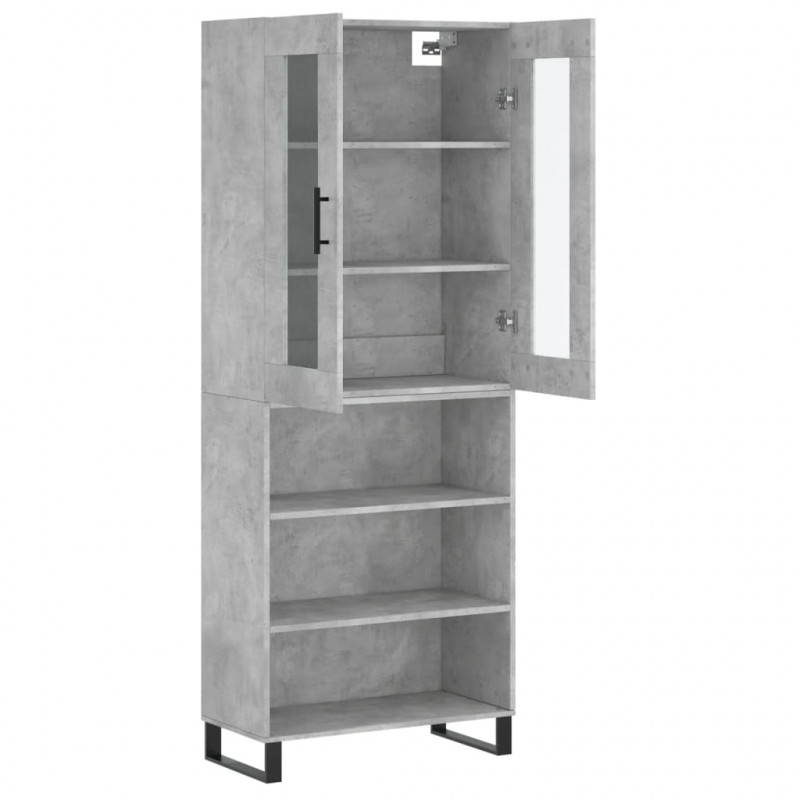 Witrynka, szarość betonu 69,5x34x180 cm materiał drewnopochodny