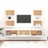 Szafki pod TV, 7 szt., białe, lite drewno sosnowe